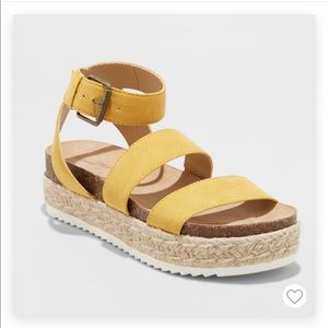 Yellow wedge espadrille